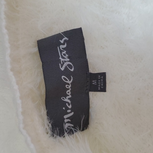 MICHAEL STARS Eyelash Front V-neck Cardigan In Cream Size Medium - Picture 4 of 6